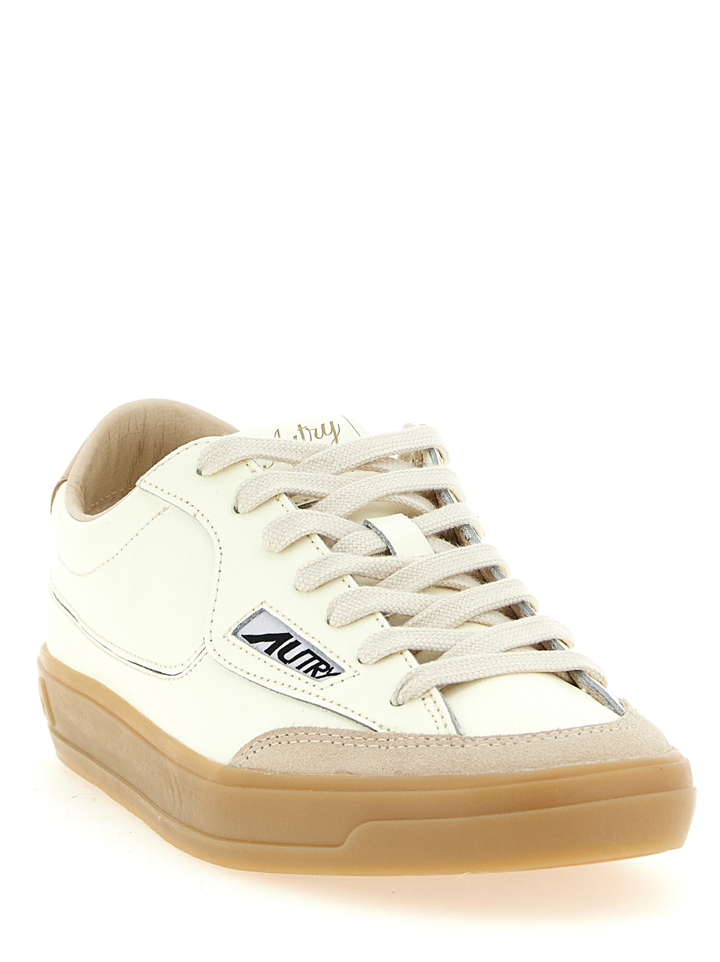 Autry Beige Cowhide Low Top Sneakers