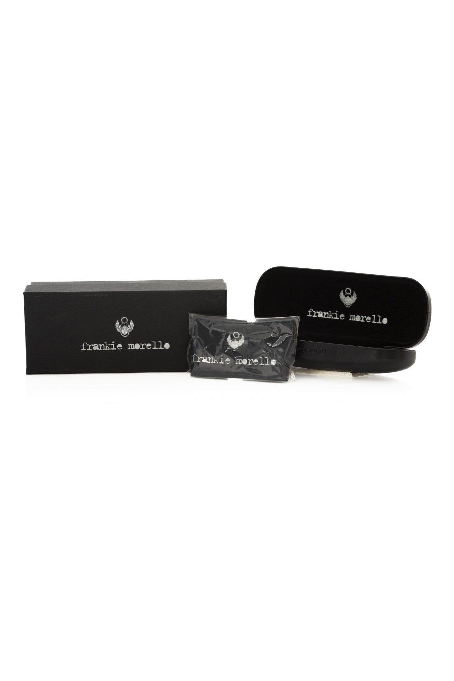 Frankie Morello Black Metallic Fibre Men Sunglasses