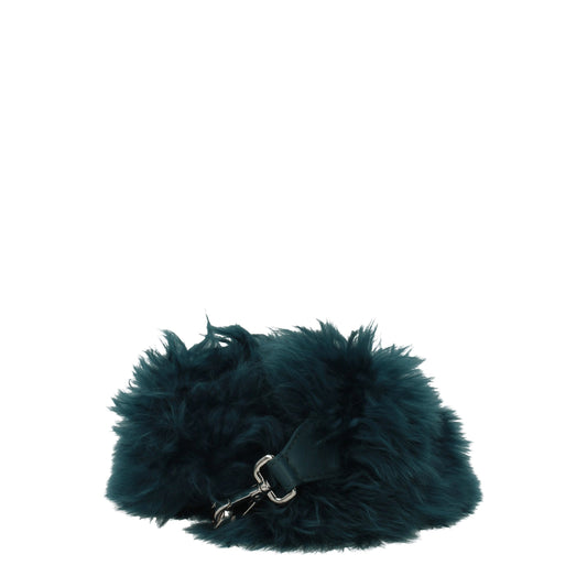 Fendi Green Leather Shoulder Bag
