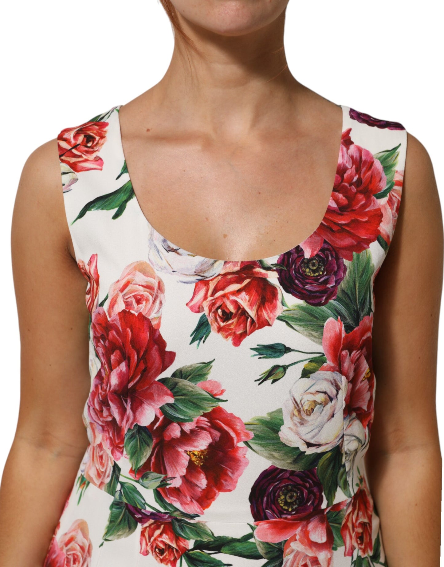 Dolce & Gabbana Multicolor Floral Print Viscose Sheath Dress