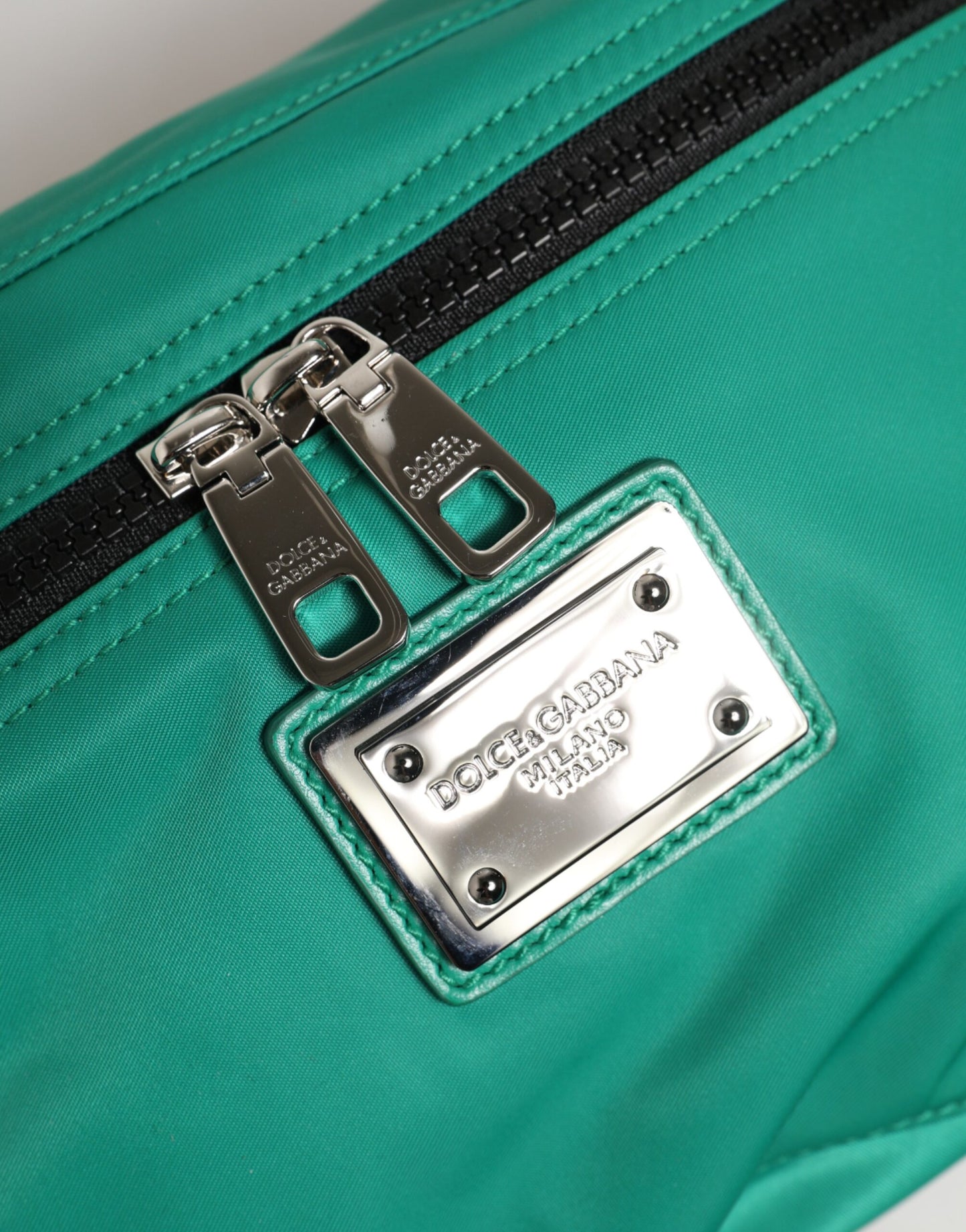 Dolce & Gabbana Green Logo Plaque Nylon Waist Fanny Pack Men's Borse Bag